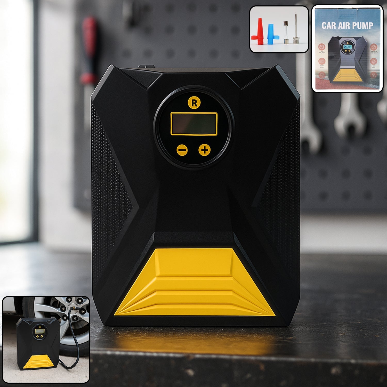 Mini Digital Portable Car Tyre Air Compressor - (1 Pc) signaturekarts