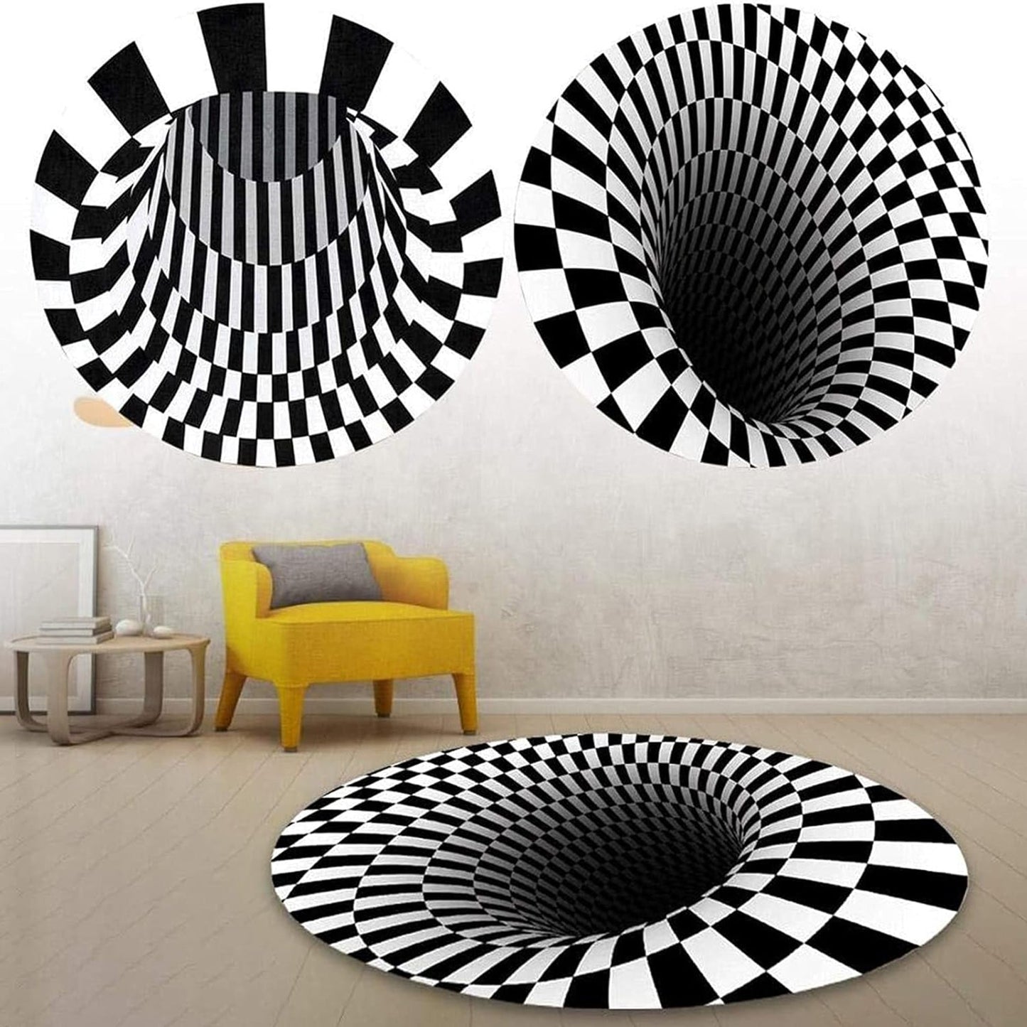 3D Space Round Carpet, Floor Mat Non-Woven Doormat (60 Cm) signaturekarts