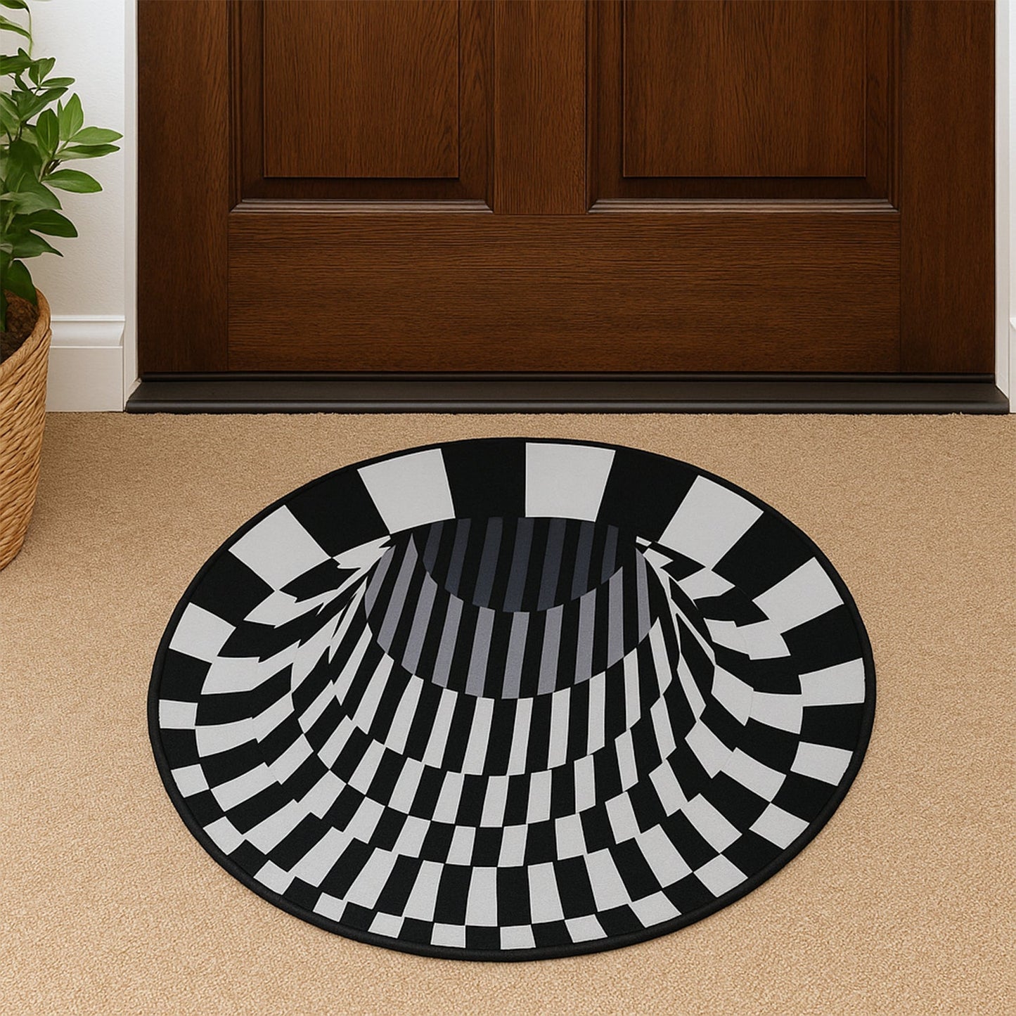 3D Space Round Carpet, Floor Mat Non-Woven Doormat (60 Cm) signaturekarts