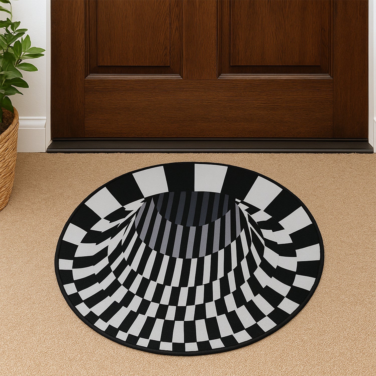 3D Space Round Carpet, Floor Mat Non-Woven Doormat (60 Cm) signaturekarts