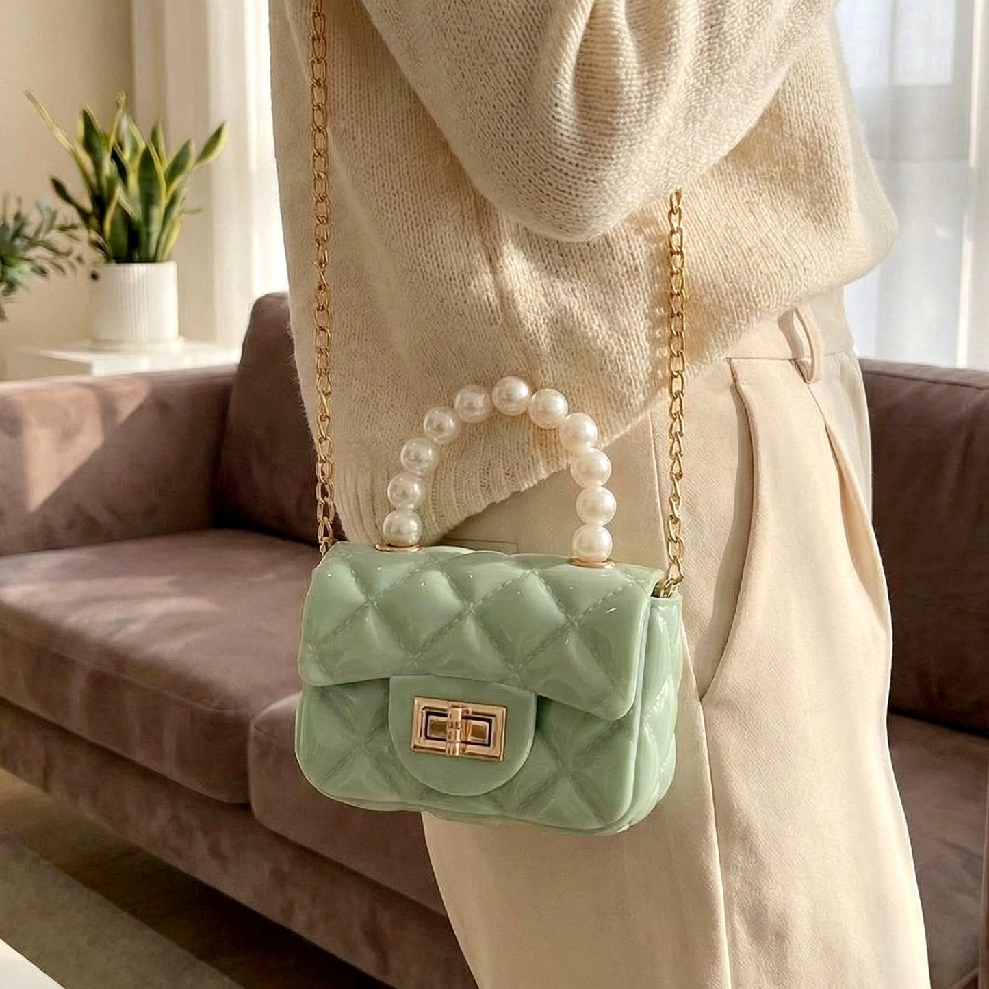 Elegant Quilted Mini Handheld & Sling Fashion Handbag (1 PC) The Morsignaturekarts