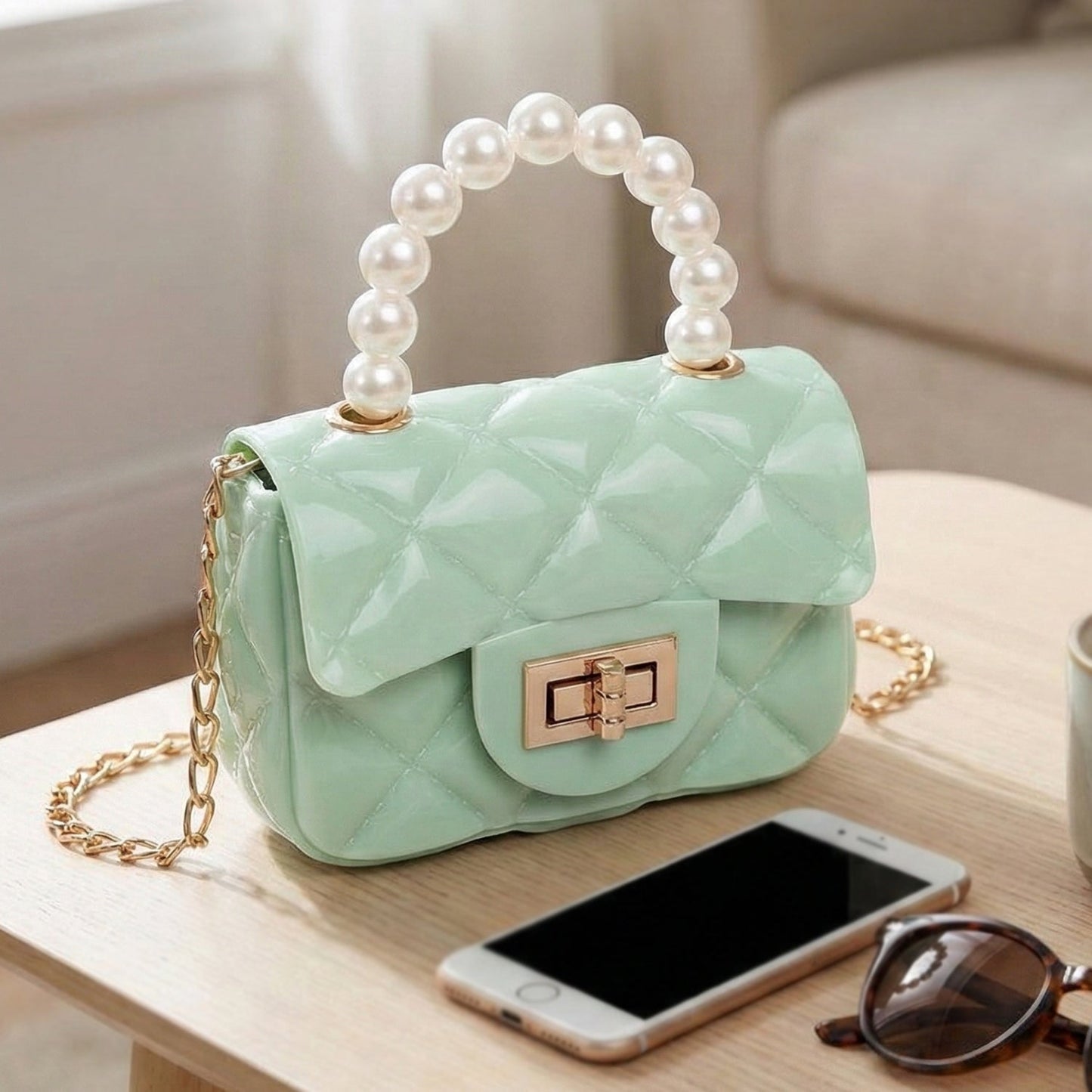Elegant Quilted Mini Handheld & Sling Fashion Handbag (1 PC) The Morsignaturekarts