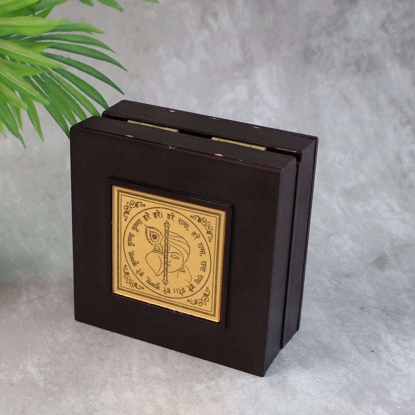 Golden Charan Paduka in Wooden Box – Spiritual Gift & Pooja Accessory signaturekarts