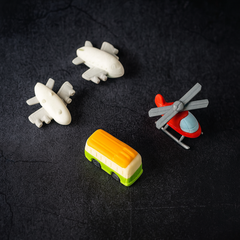 Vehicle Pattern Eraser School Stationery Use Eraser (4 Pc Set) signaturekarts