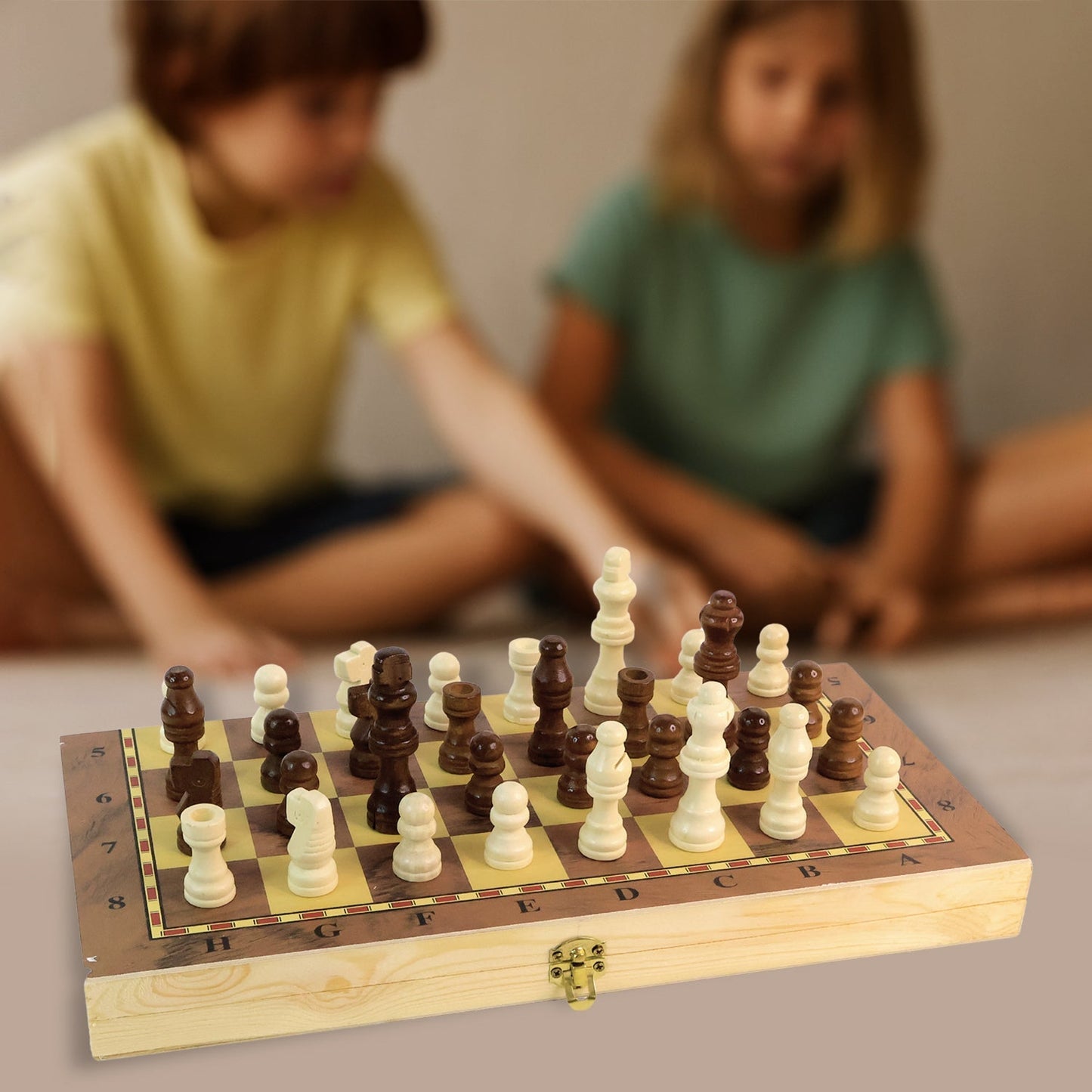 Foldable Wooden Chess Board Set (30 × 30 Cm / 1 Set) signaturekarts