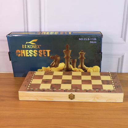 Foldable Wooden Chess Board Set (30 × 30 Cm / 1 Set) signaturekarts