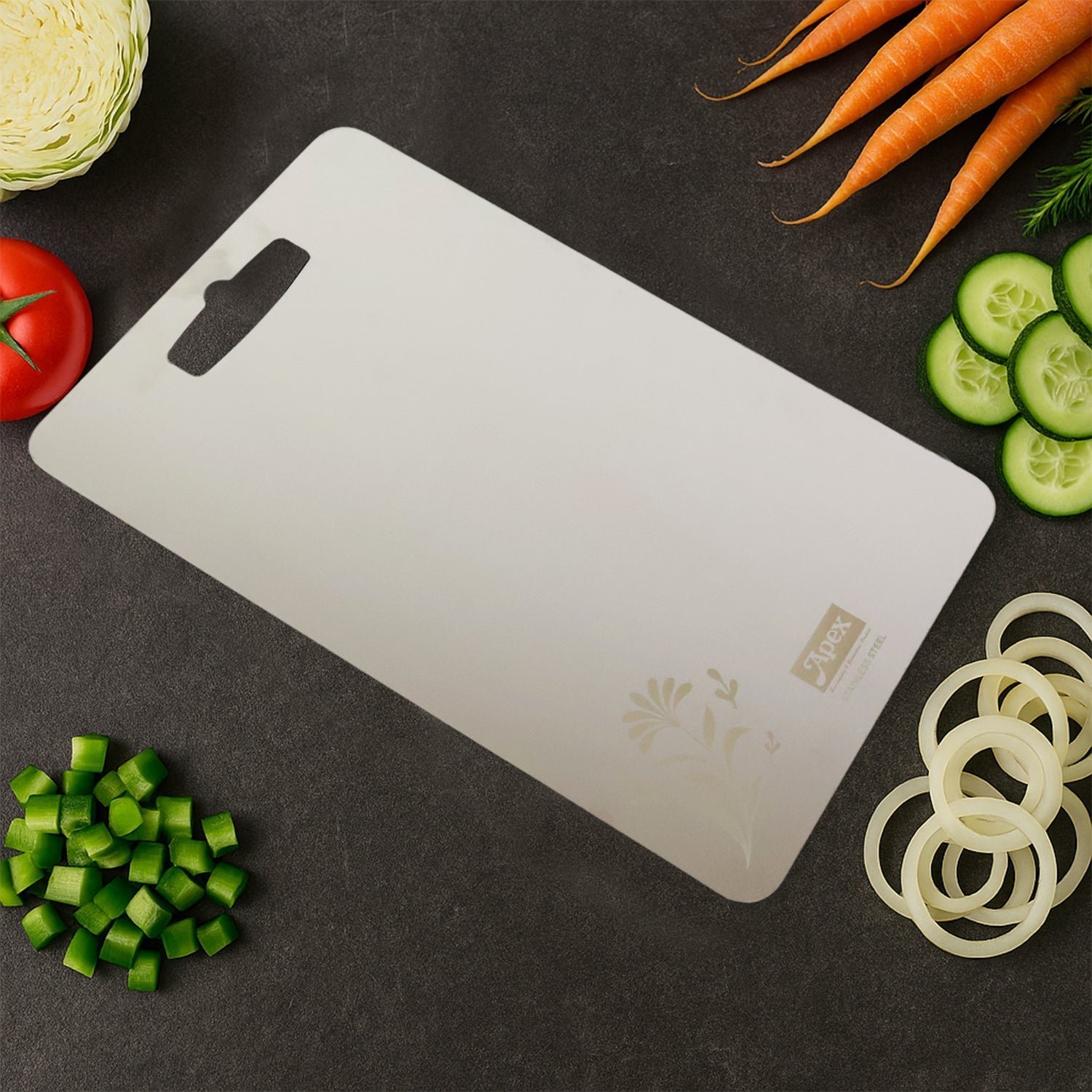 Apex Stainless Steel Multipurpose Small Chopping Cutting Board (210x320mm / 1 Pc) signaturekarts