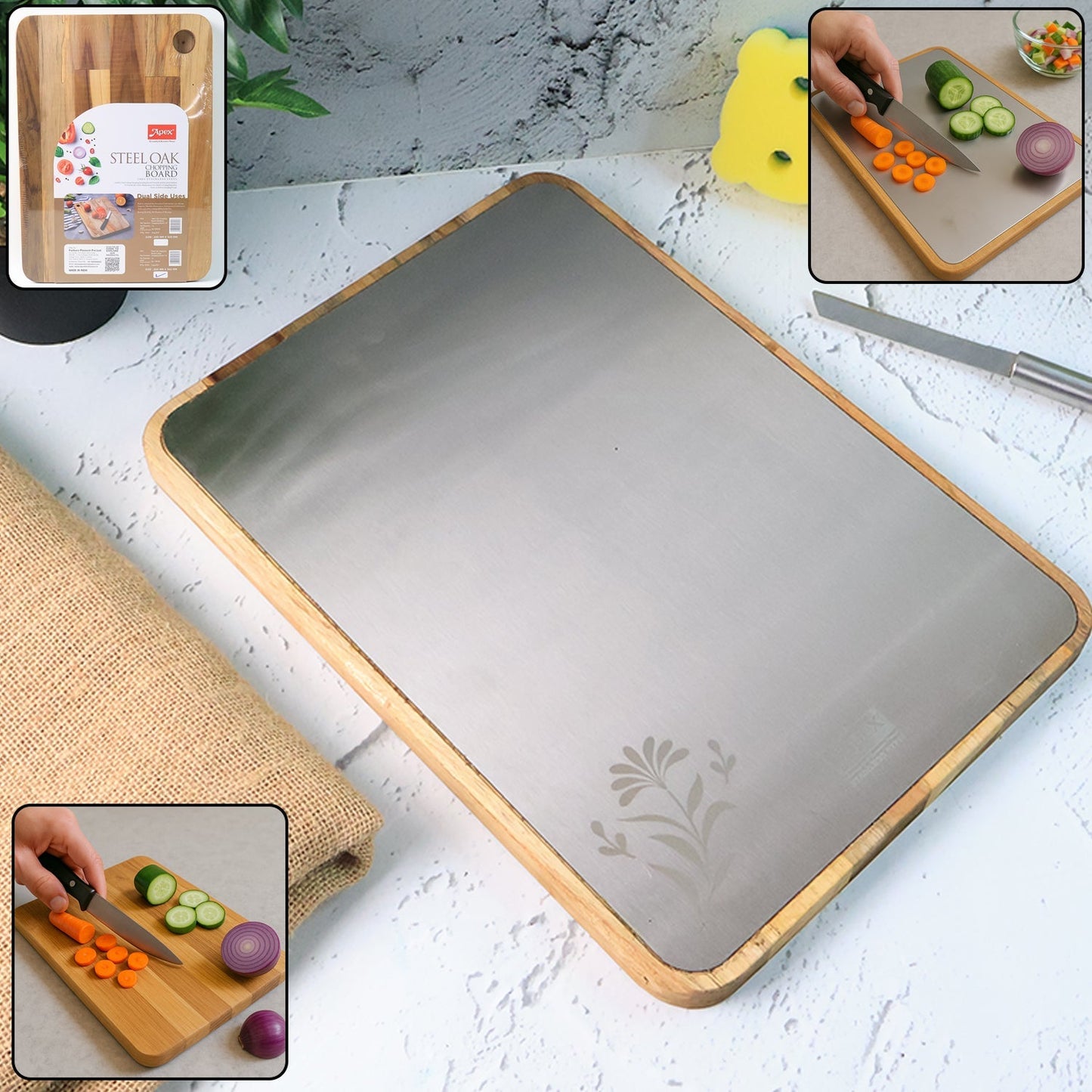 Apex Steel Oak Cutting Board with Wooden Handle (1 Pc) signaturekarts