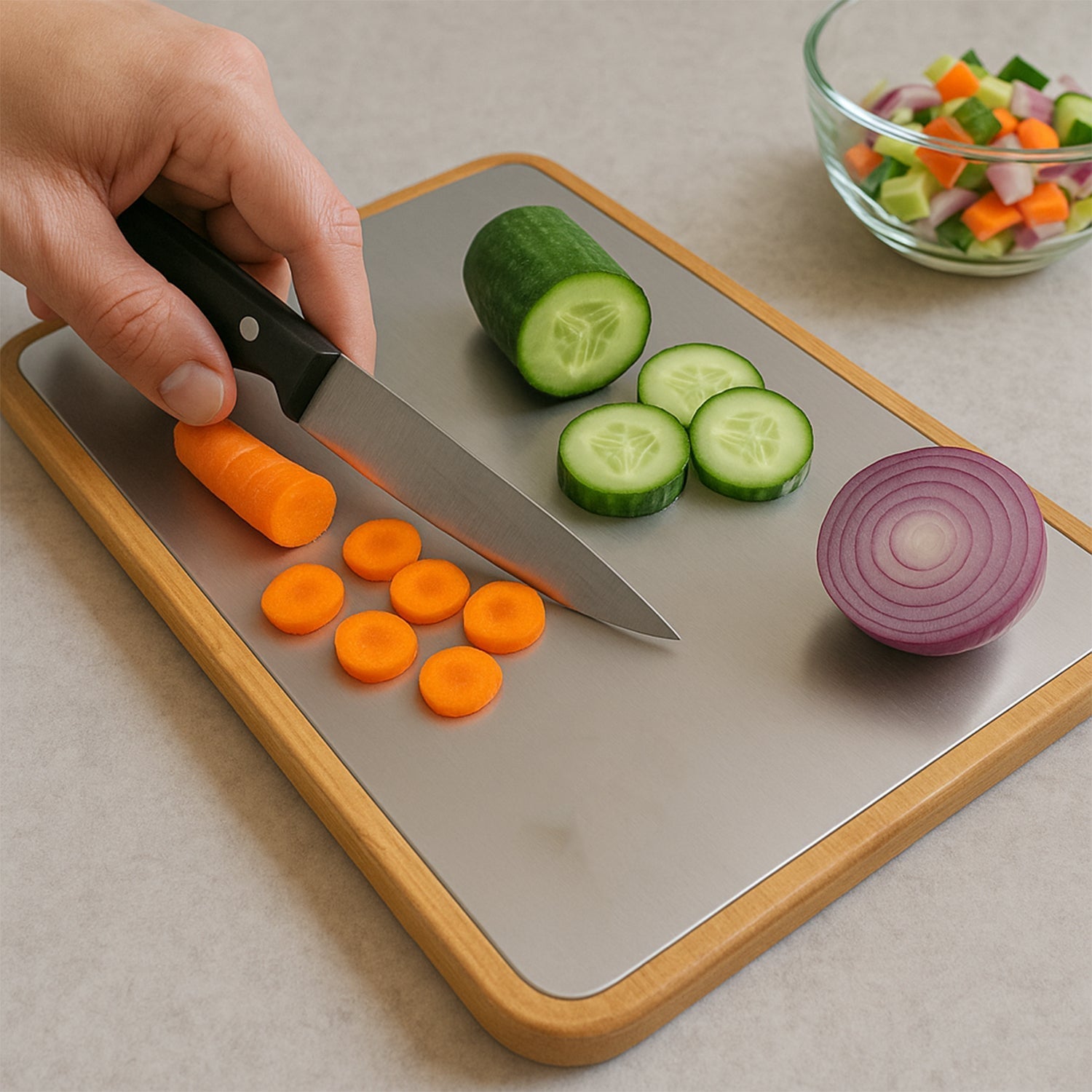 Apex Steel Oak Cutting Board with Wooden Handle (1 Pc) signaturekarts