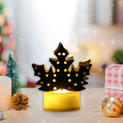 Christmas Decorative LED Gold Metal Leaf Diya Lamp, Diwali (1 Pc) Signature Kart