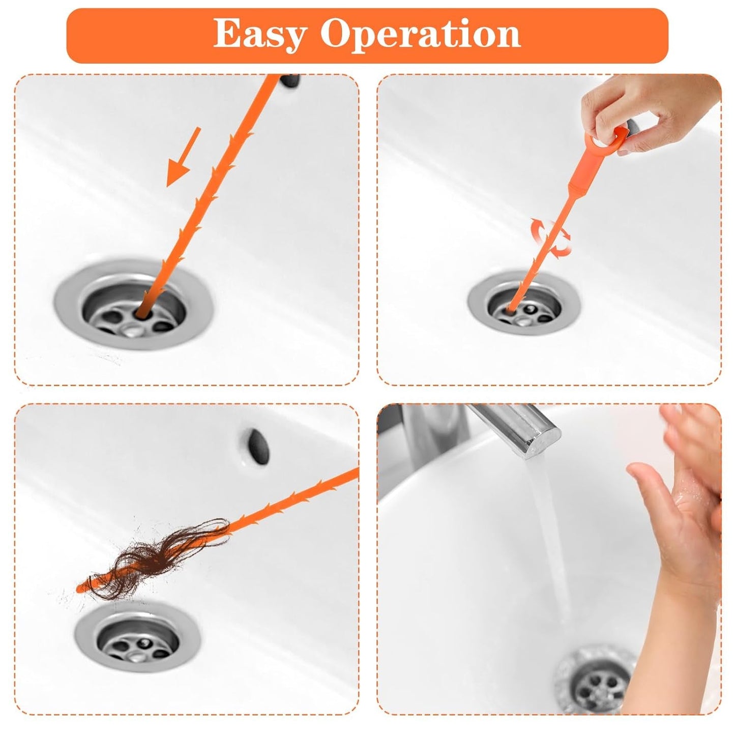 Flexible Sink & Drain Cleaning Stick – 50 cm Long (Pack of 3) signaturekarts