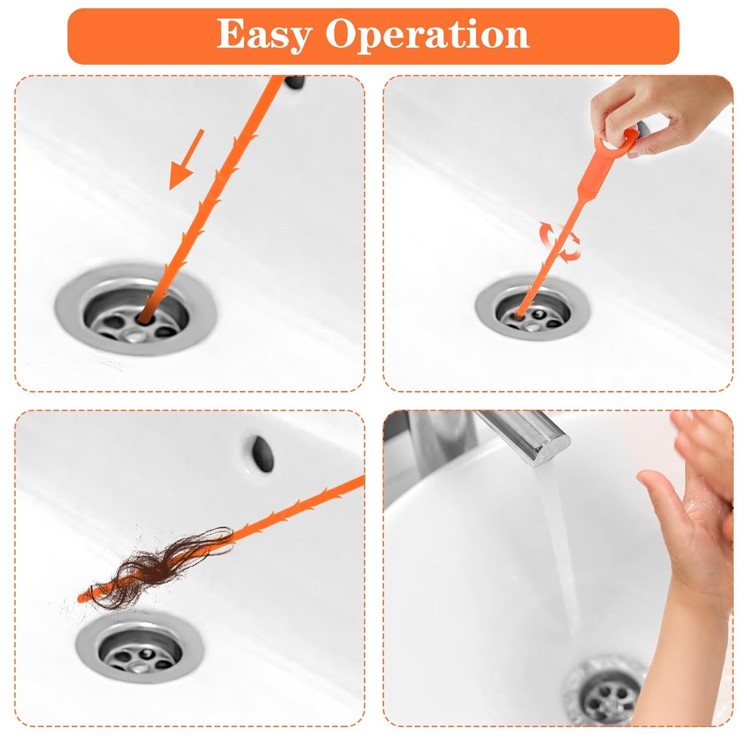Flexible Sink & Drain Cleaning Stick – 50 cm Long (Pack of 3) signaturekarts