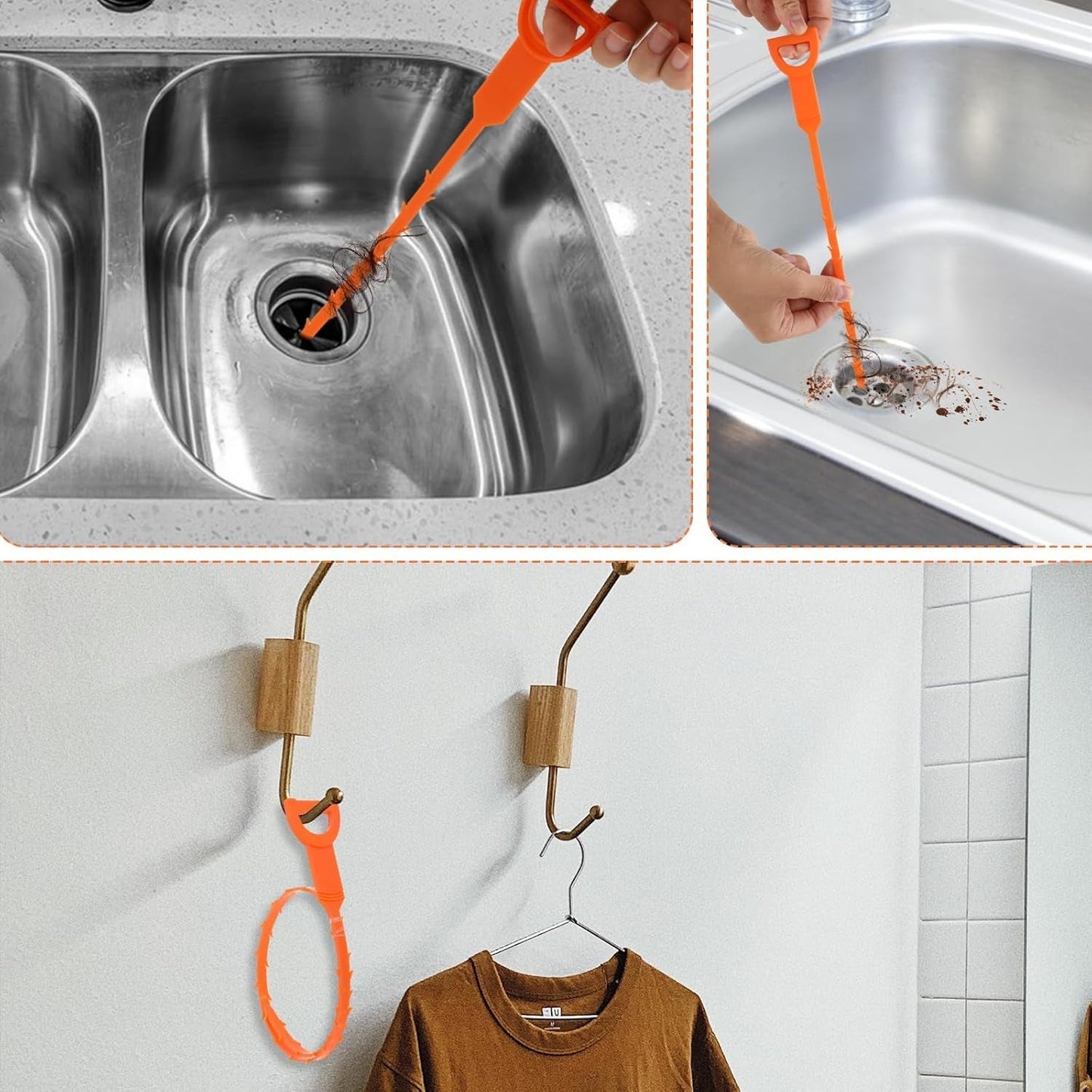 Flexible Sink & Drain Cleaning Stick – 50 cm Long (Pack of 3) signaturekarts