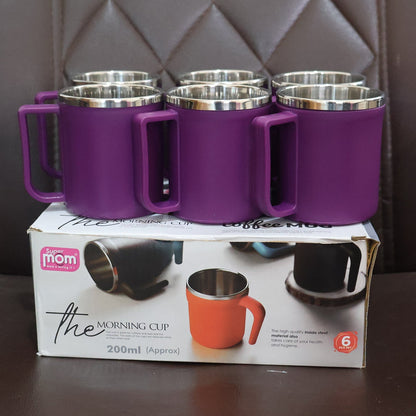 Supermom Stainless Steel Inner Coffee Mug Set (200ML / 6 Pc) signaturekarts