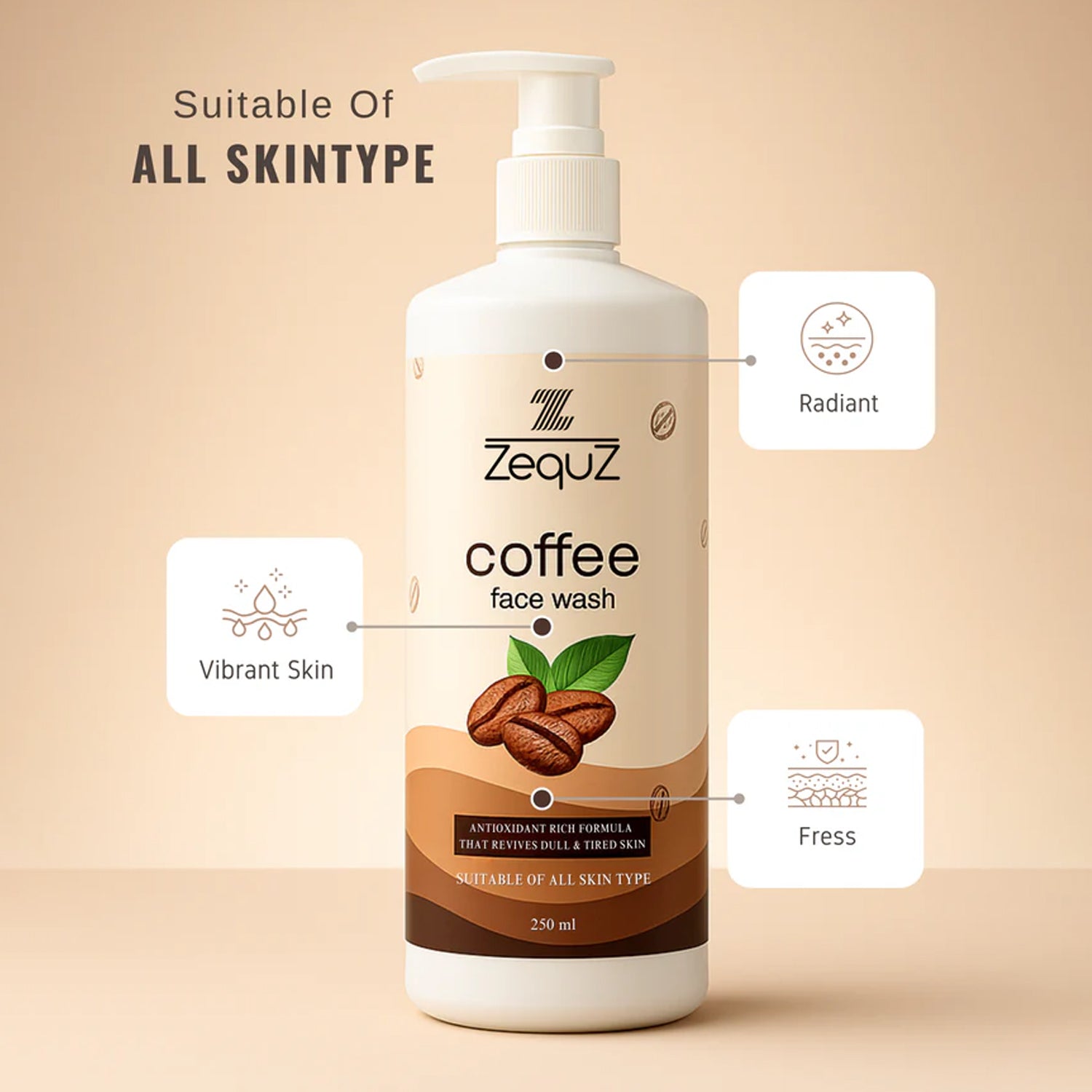 Zequz Coffee Face Wash - (1 Pc / 250 ML) signaturekarts