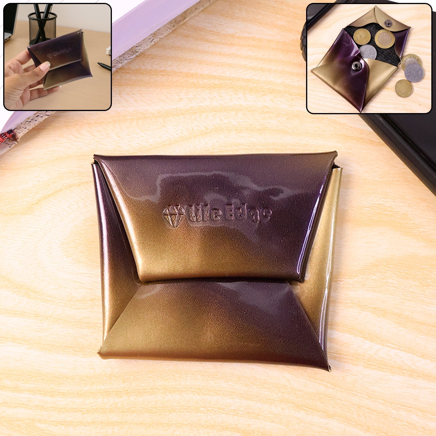 Premium Foldable PU Leather Coin Pouch (1 Pc) signaturekarts