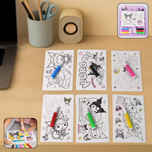 Coloring Book for Kids 6 Sheets with 6 Colorful Markers  (1 Set) signaturekarts