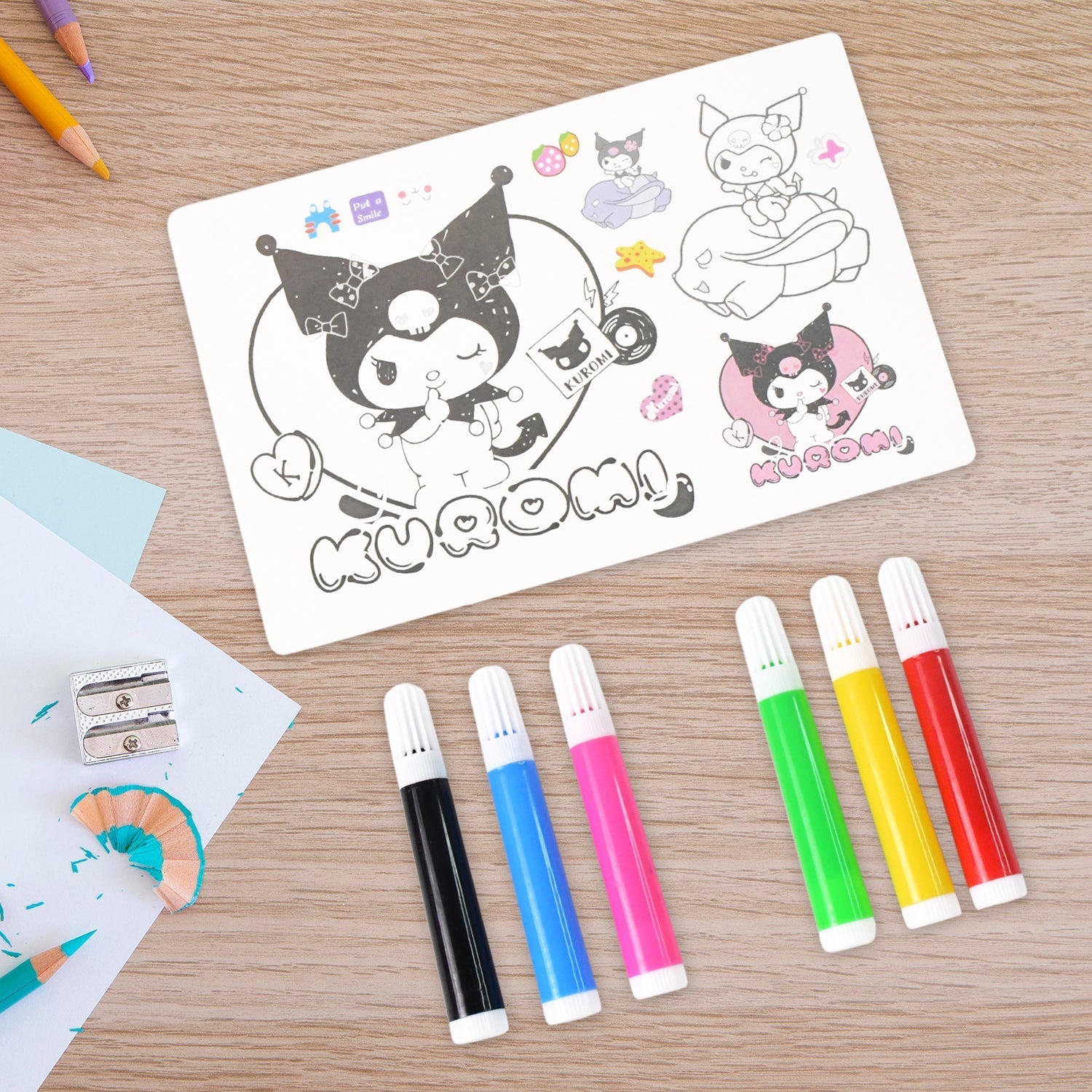 Coloring Book for Kids 6 Sheets with 6 Colorful Markers  (1 Set) signaturekarts