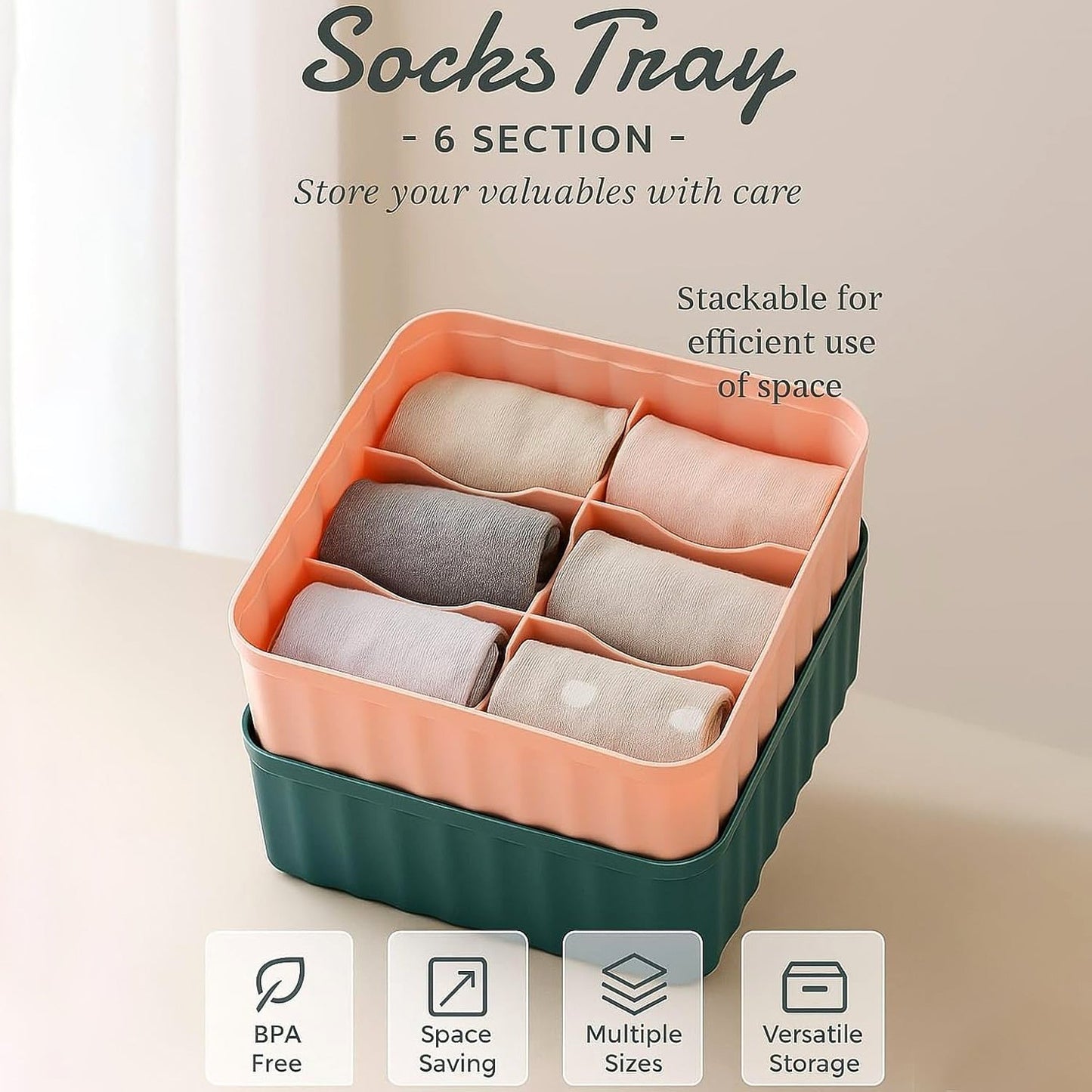 Square Organizer Box with 6 Compartments (Set of 2) The Morsignaturekarts