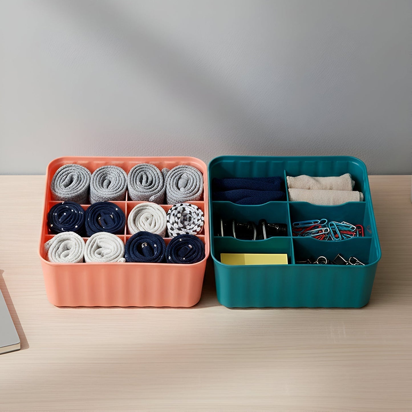 Square Organizer Box with 6 Compartments (Set of 2) The Morsignaturekarts