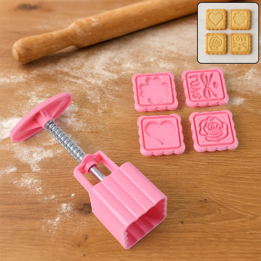 Multipurpose Cookie Biscuit Stamp Mold Set with Press Handle signaturekarts