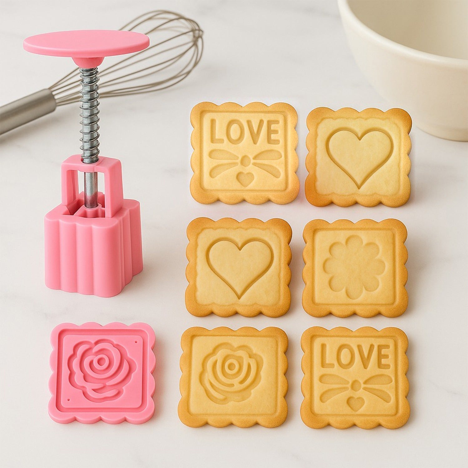Multipurpose Cookie Biscuit Stamp Mold Set with Press Handle signaturekarts