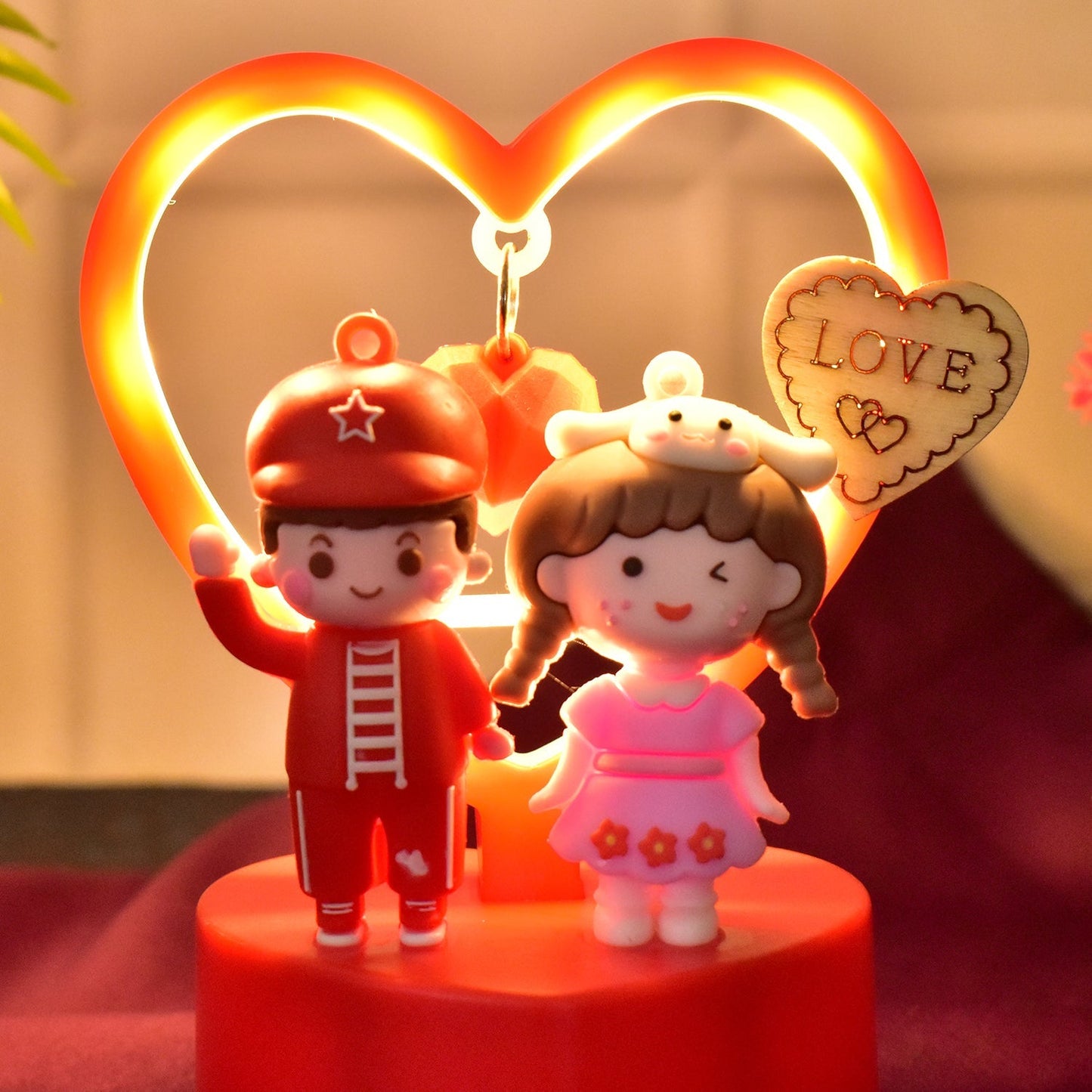 Cute Romantic Couple Love Showpiece with Heart Frame (1 Pc) signaturekarts
