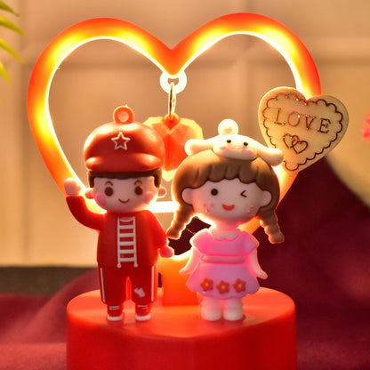 Cute Romantic Couple Love Showpiece with Heart Frame (1 Pc) signaturekarts