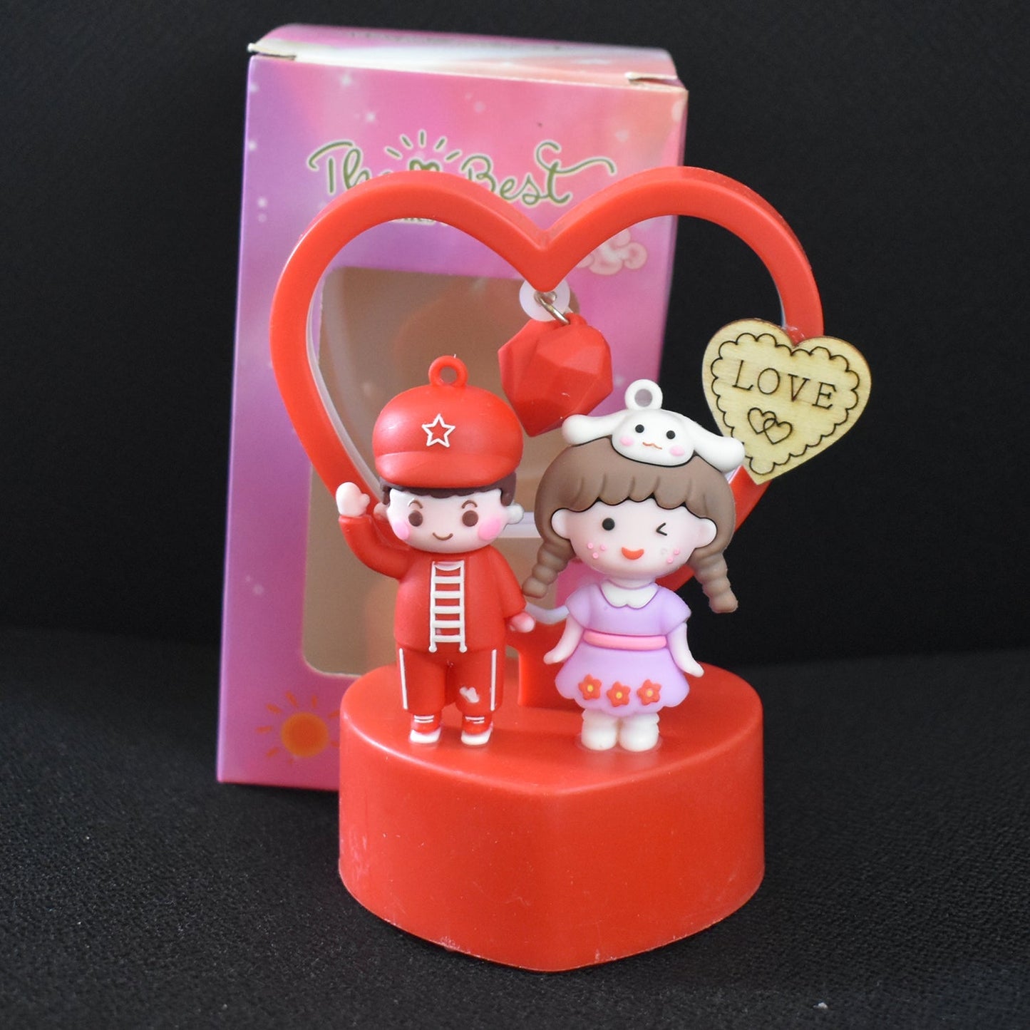 Cute Romantic Couple Love Showpiece with Heart Frame (1 Pc) signaturekarts