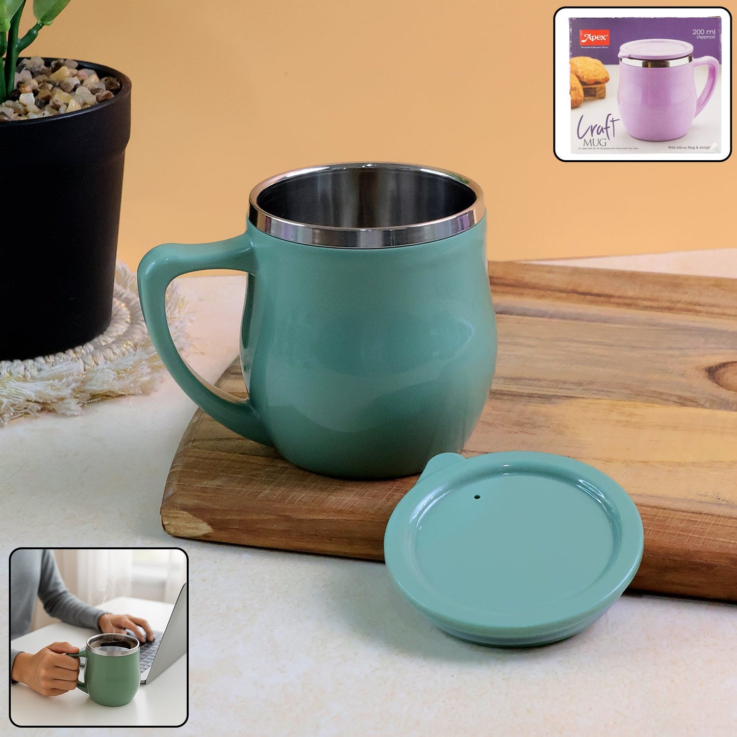 Apex Double-Wall Desk Mug - (200ML / 1 Pc) signaturekarts