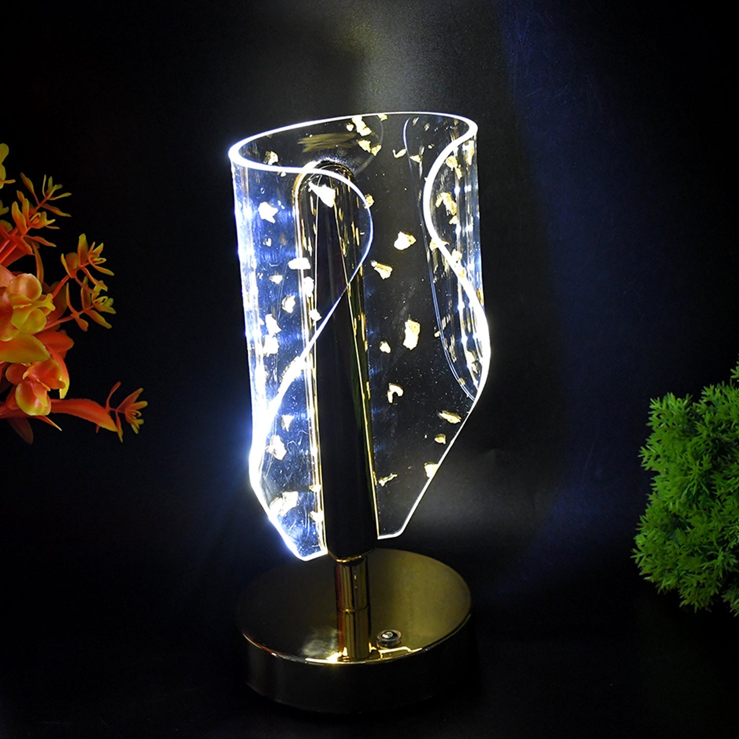 Luxury Golden Leaf Design Crystal Table Lamp (1 Pc) signaturekarts