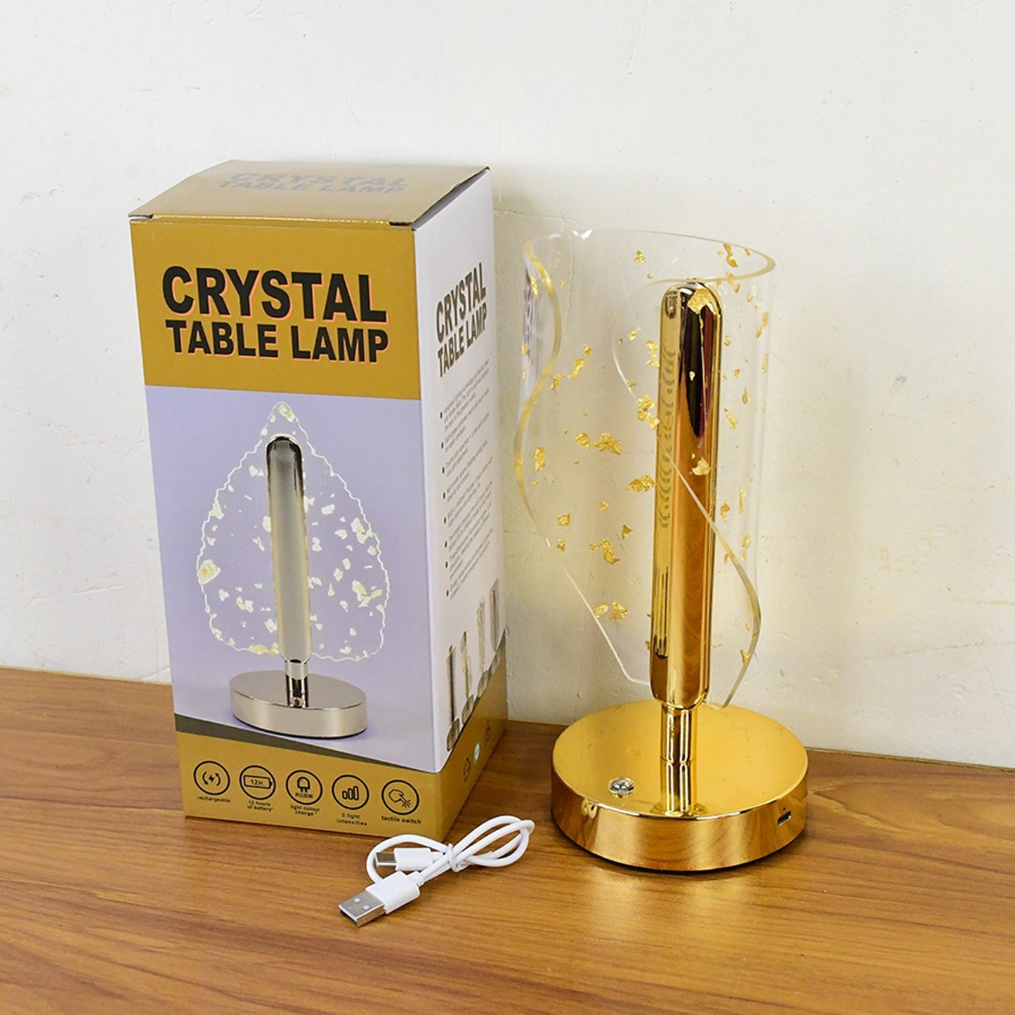 Luxury Golden Leaf Design Crystal Table Lamp (1 Pc) signaturekarts