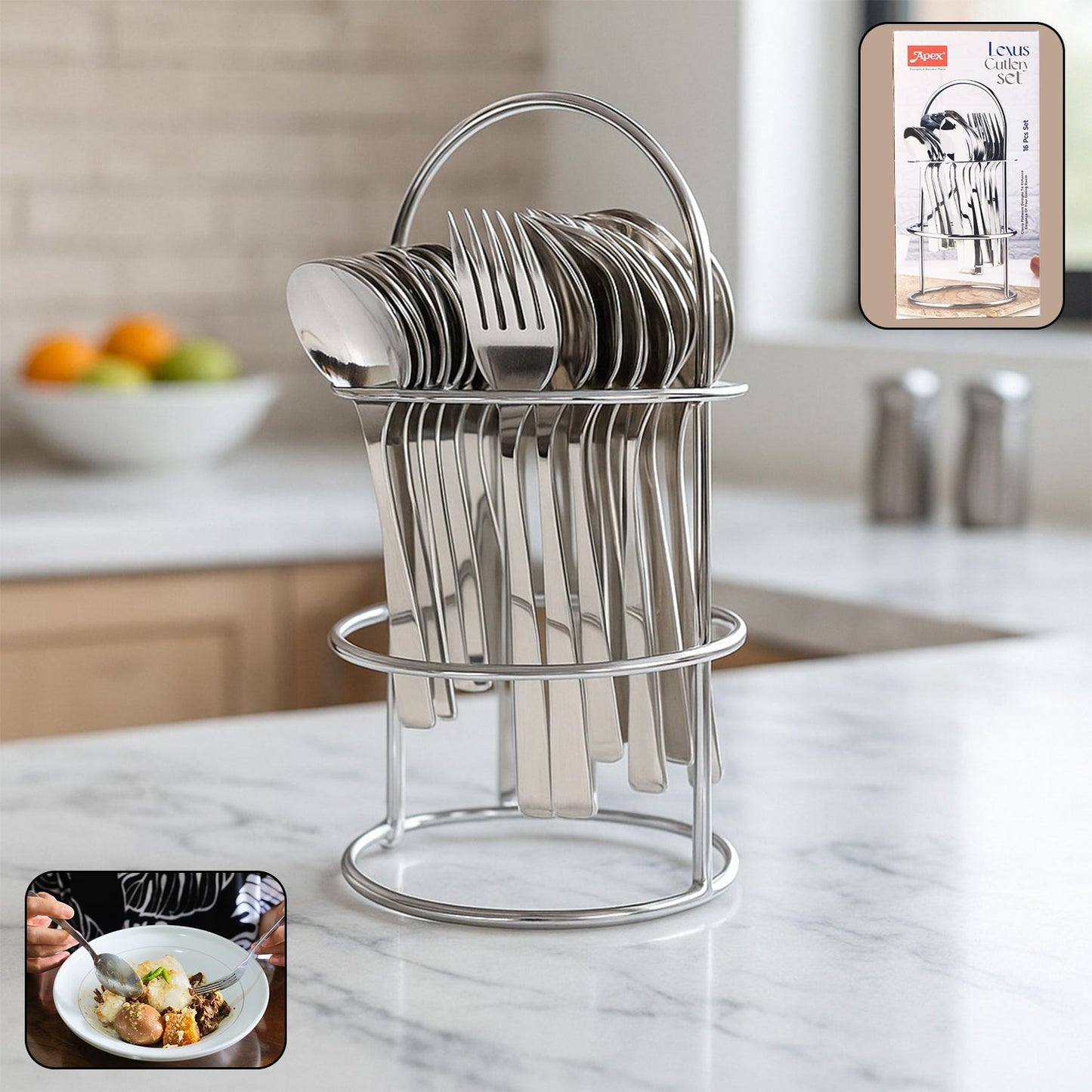 Apex Premium Stainless Steel Cutlery (16  Pc / Set) signaturekarts