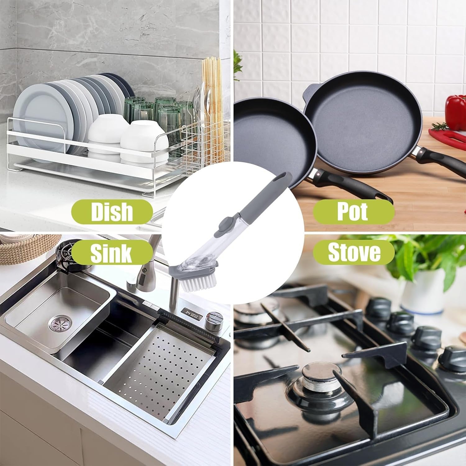 2 in 1 Soap-Dispensing Dish Brush - (Set) signaturekarts