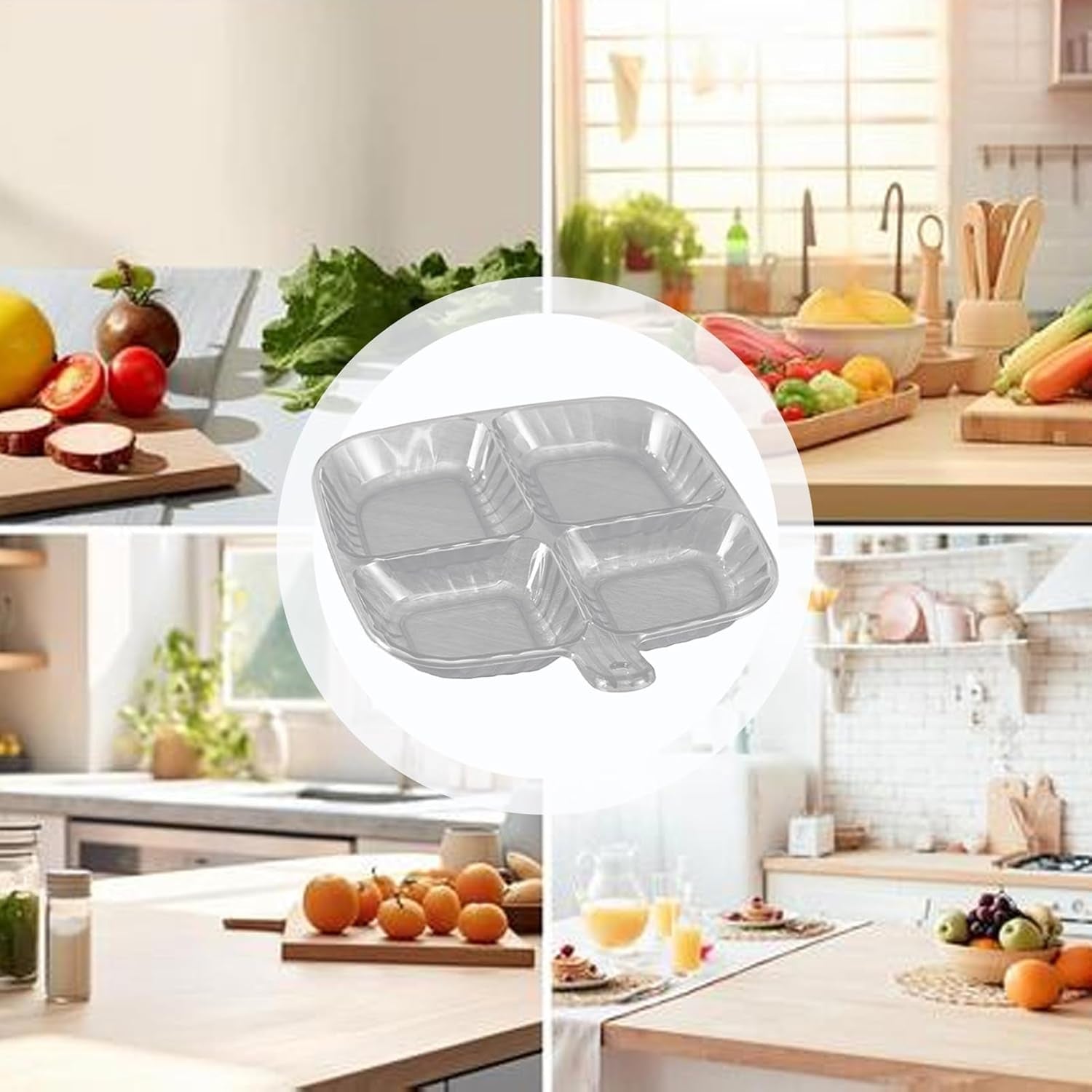 Plastic Kitchen Trays for Serving (4 Compartment / 1 Pc) Signature kart