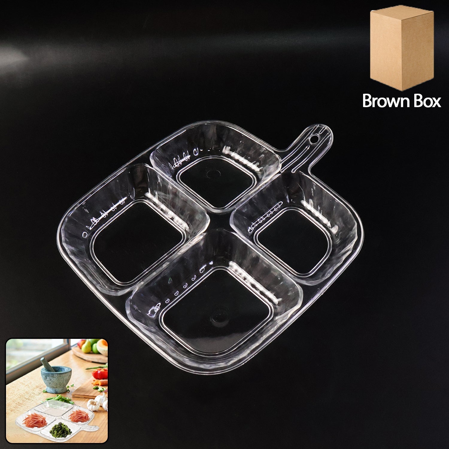 Plastic Kitchen Trays for Serving (4 Compartment / 1 Pc) Signature kart