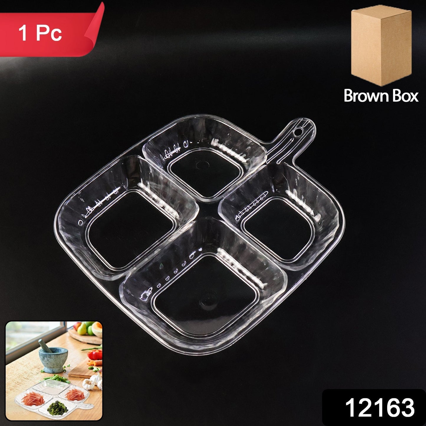 Plastic Kitchen Trays for Serving (4 Compartment / 1 Pc) Signature kart