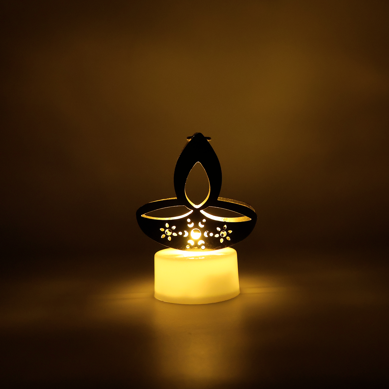 Golden Diya Shaped LED Tealight Candles (6 Pc) signaturekarts