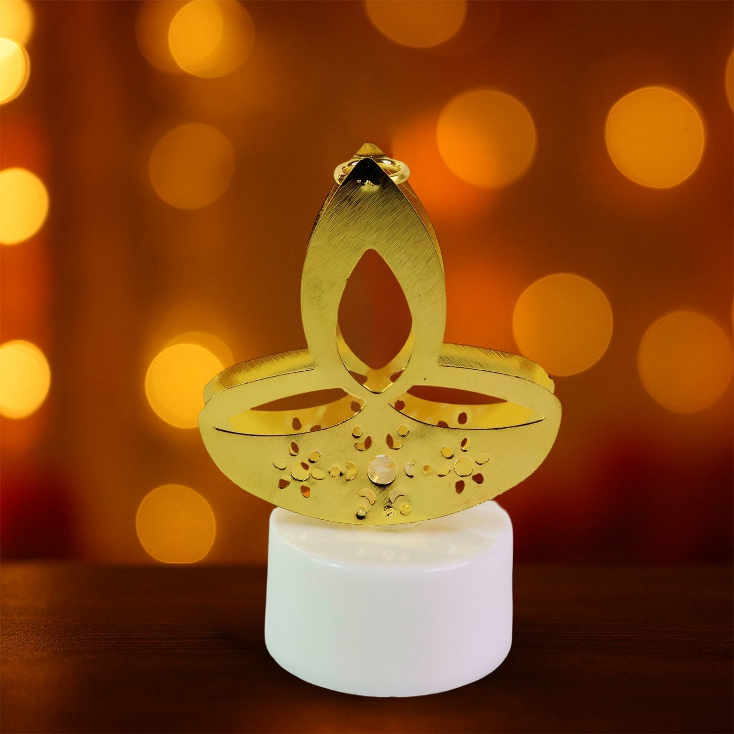 Golden Diya Shaped LED Tealight Candles (12 Pc) signaturekarts
