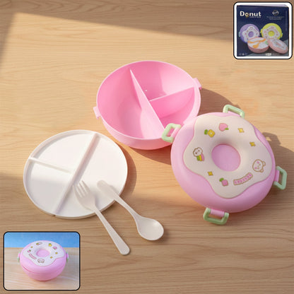 Donut Shaped Double Insulated 3 Compartment Lunch Box (1 Pc / Mix Color) Signaturekarts