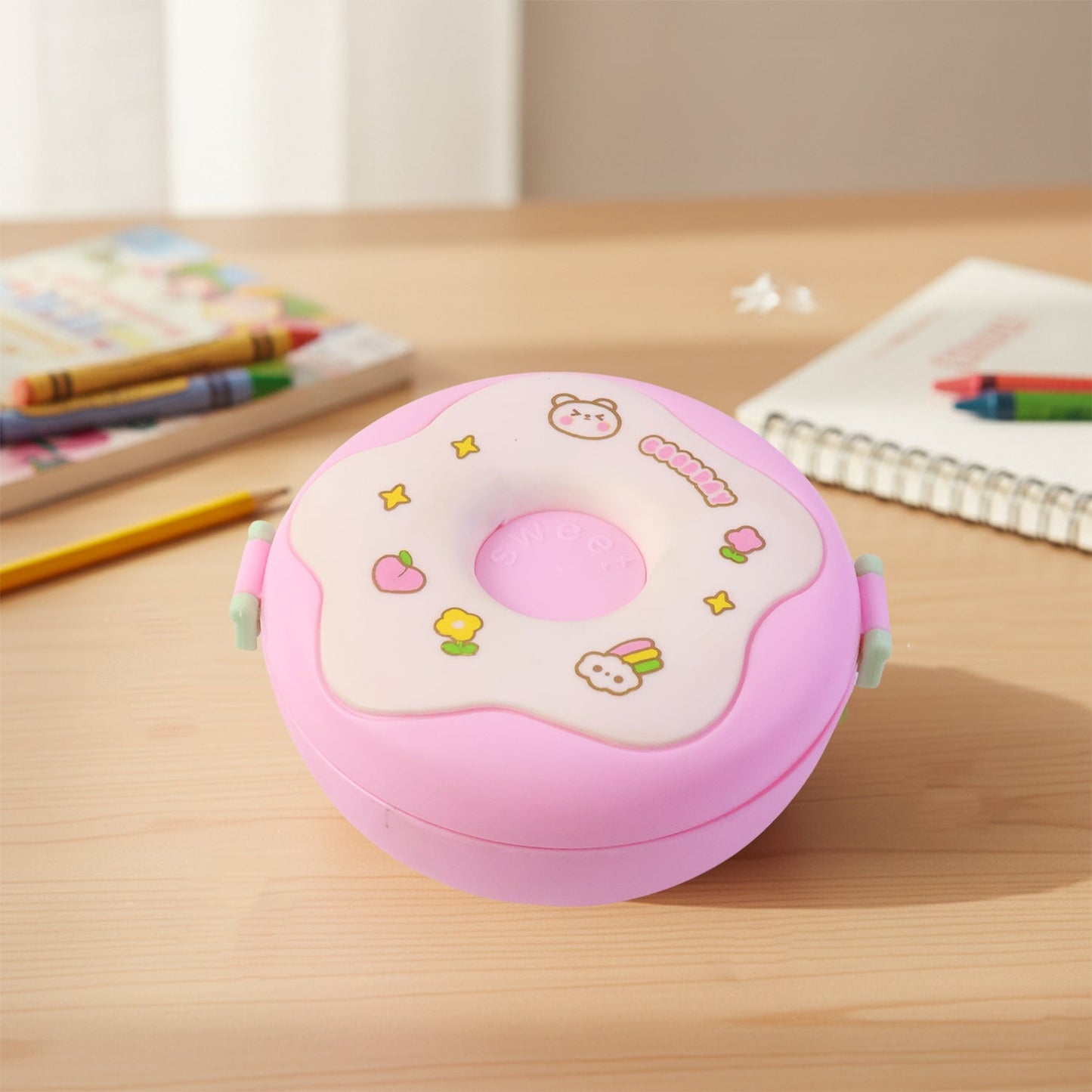 Donut Shaped Double Insulated 3 Compartment Lunch Box (1 Pc / Mix Color) Signaturekarts