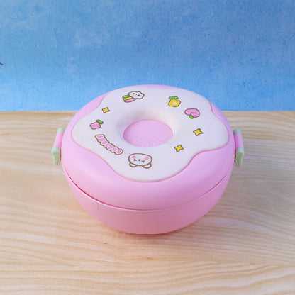 Donut Shaped Double Insulated 3 Compartment Lunch Box (1 Pc / Mix Color) Signaturekarts