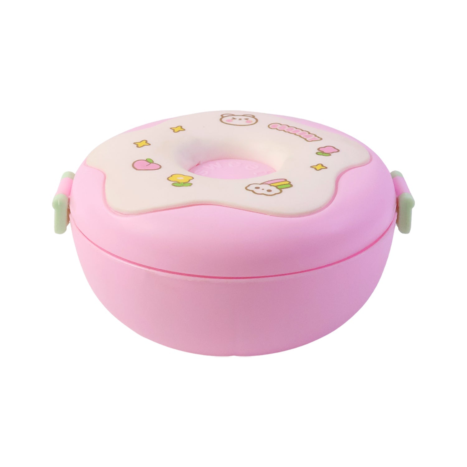 Donut Shaped Double Insulated 3 Compartment Lunch Box (1 Pc / Mix Color) Signaturekarts