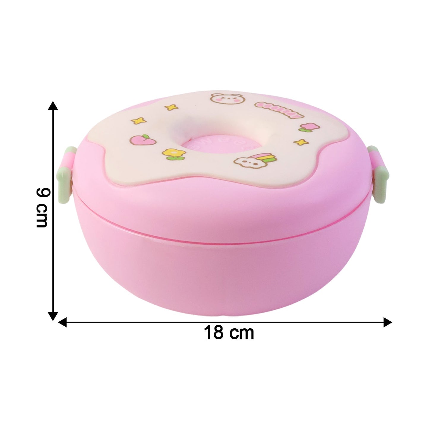 Donut Shaped Double Insulated 3 Compartment Lunch Box (1 Pc / Mix Color) Signaturekarts