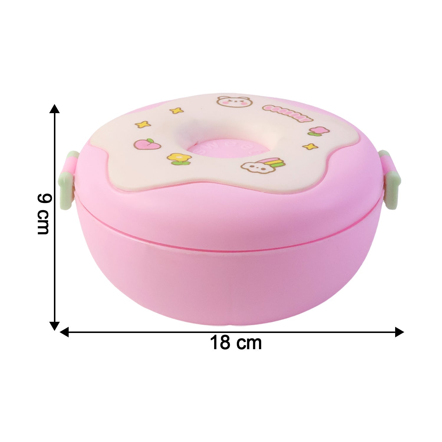 Donut Shaped Double Insulated 3 Compartment Lunch Box (1 Pc / Mix Color) Signaturekarts