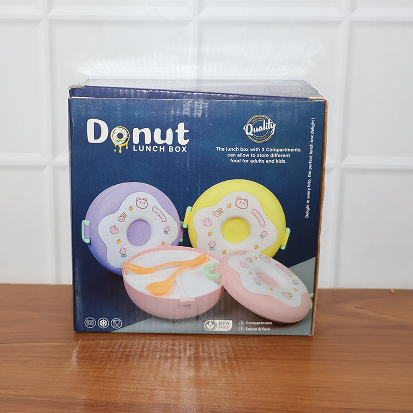 Donut Shaped Double Insulated 3 Compartment Lunch Box (1 Pc / Mix Color) Signaturekarts