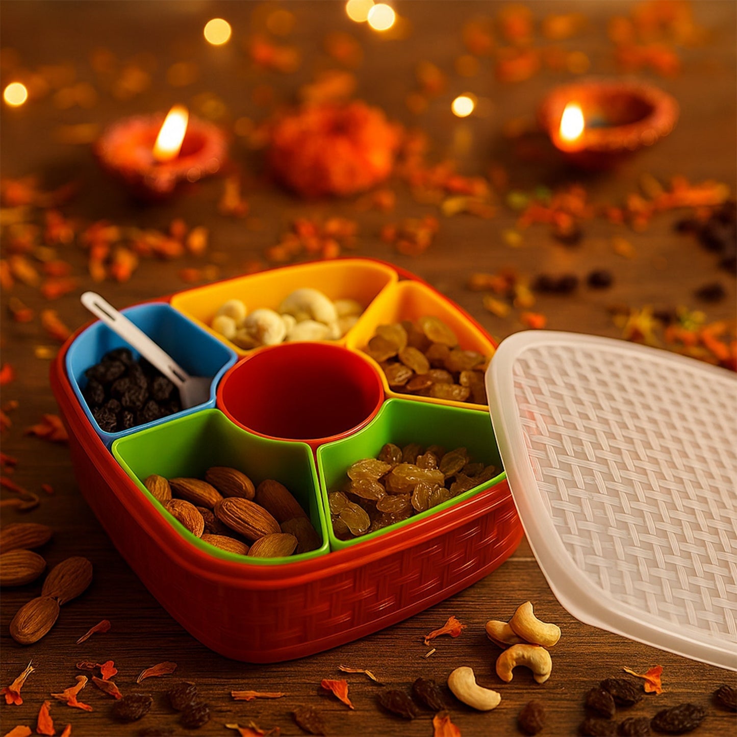 Dry Fruit & Snack Box with Spoon - 1 Set signaturekarts