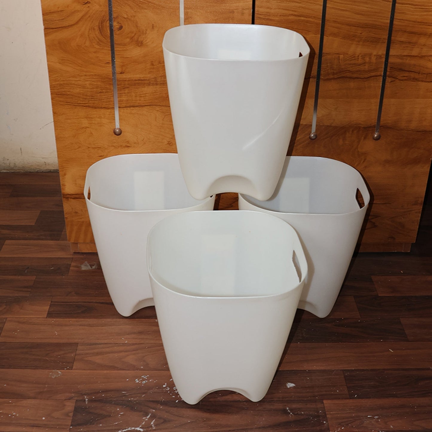 Modern Plastic Dustbin / Waste Paper Basket - (4 Pc) signaturekarts