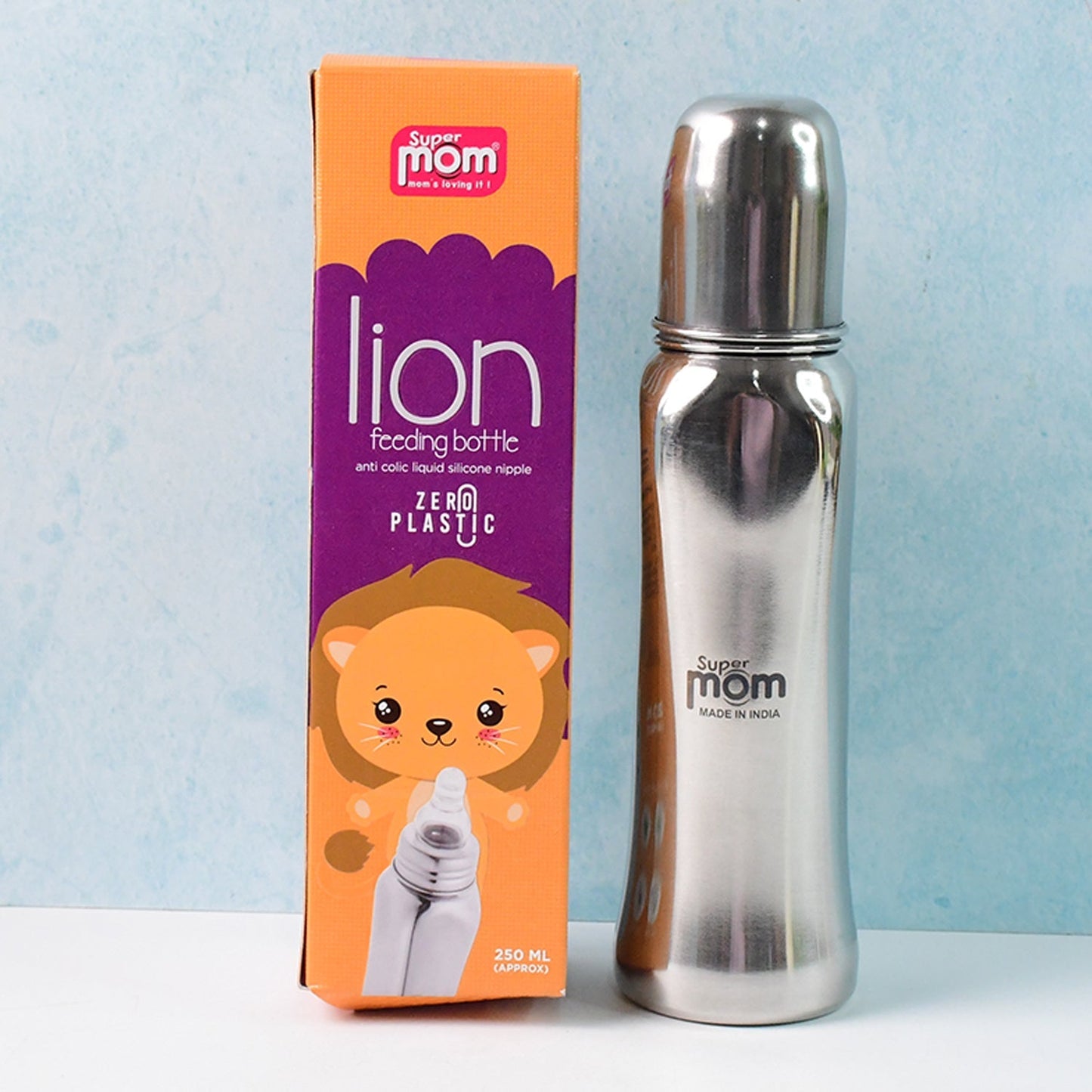 Supermom Lion Stainless Steel Feeding Bottle – 250ml signaturekarts