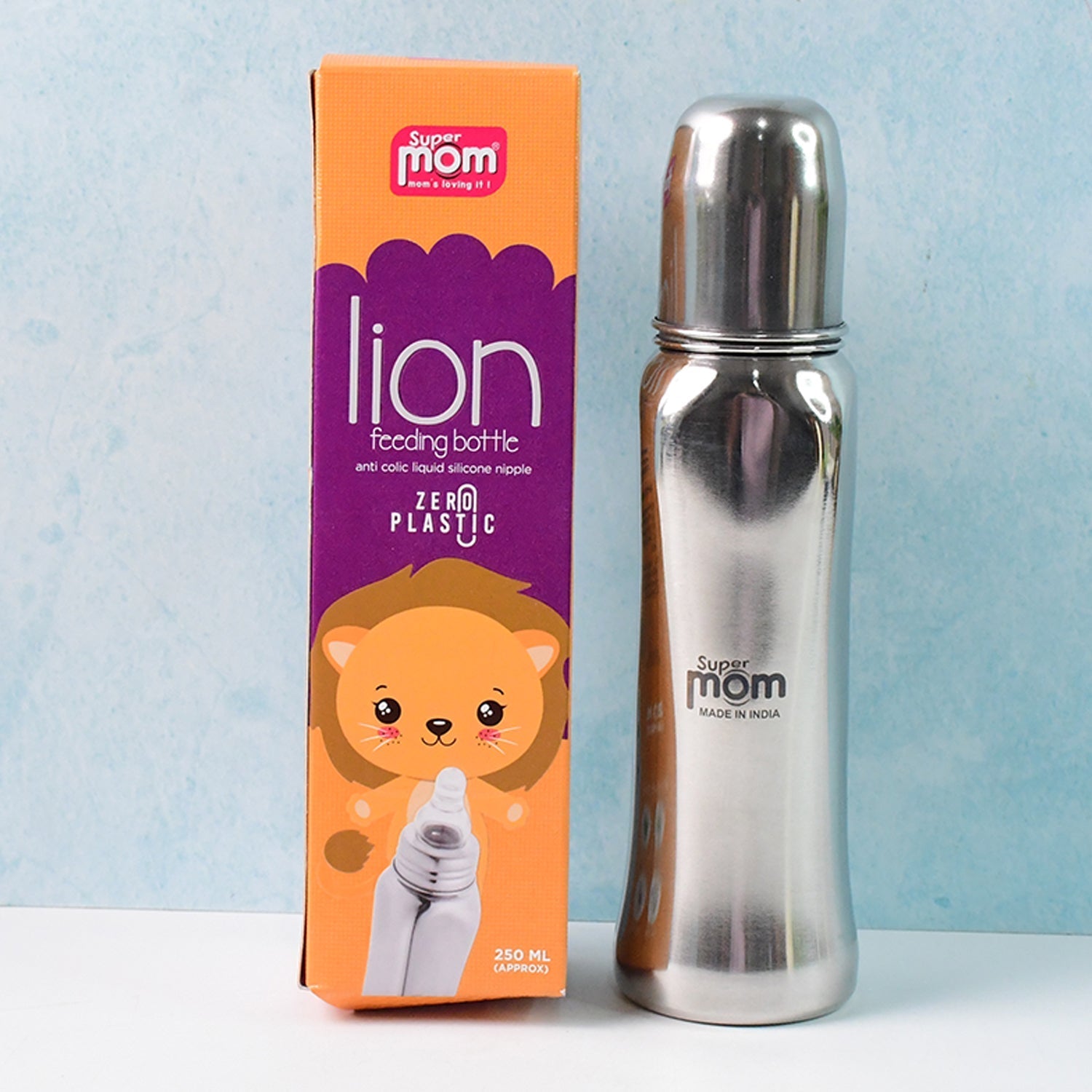 Supermom Lion Stainless Steel Feeding Bottle – 250ml signaturekarts